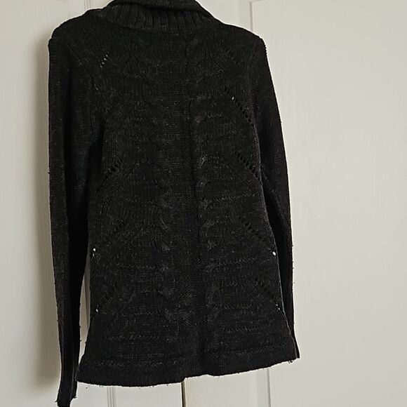 Suzy Shier Button-Down Long Sleeves Knitted Cardigan Sweater Gray Small - Picture 5 of 16